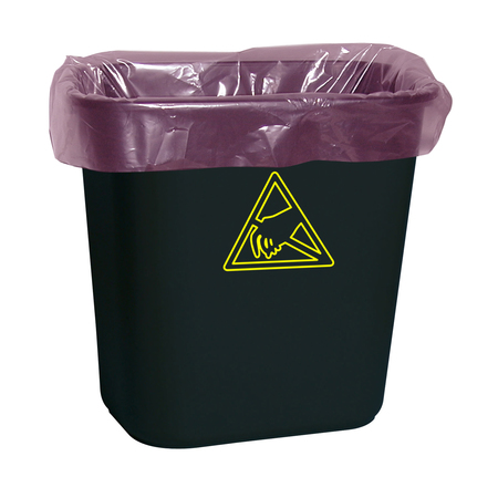 TRANSFORMING TECHNOLOGIES Dissipative Trash Liners, 24" x 24", 2Mil, Pink, 7-10 Gallon WBAS-LP